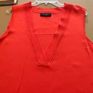 Cable & Gauge sleeveless bright orange sweater XL